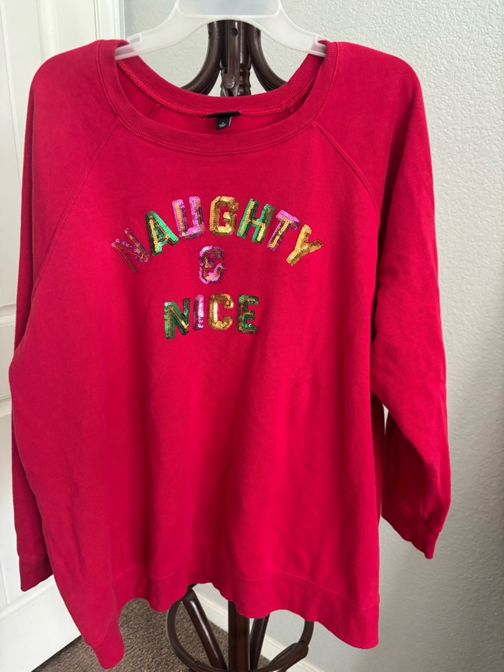 torrid Red Sequin "Naughty & Nice" Crew Sweatshirt